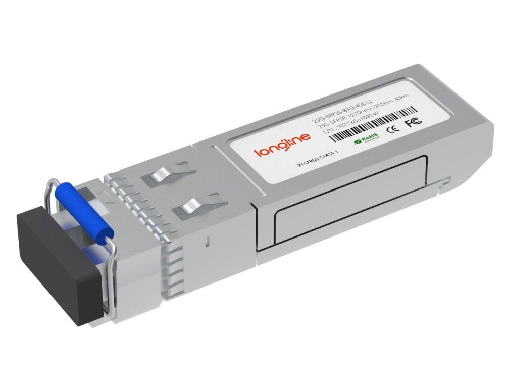 Brocade 25G-SFP28-BXU-40K Compatible 25GBASE SFP28 1270nm-TX/1310nm-RX 40km DOM Simplex LC SMF Optical Transceiver Module