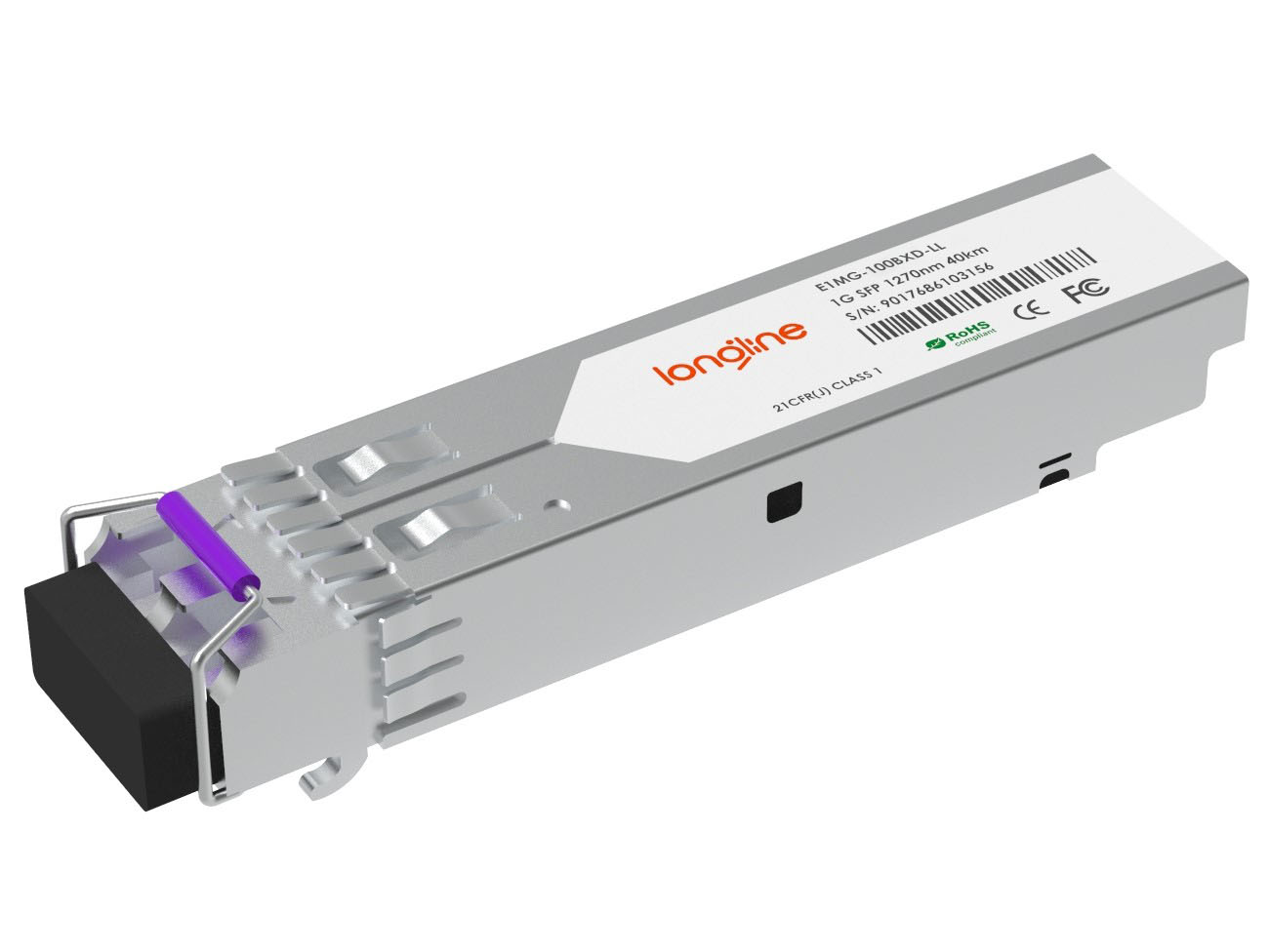 Brocade E1MG-100BXD Compatible 100BASE-BX-D BiDi SFP 1550nm-TX/1310nm-RX 10km DOM Simplex LC SMF Transceiver Module